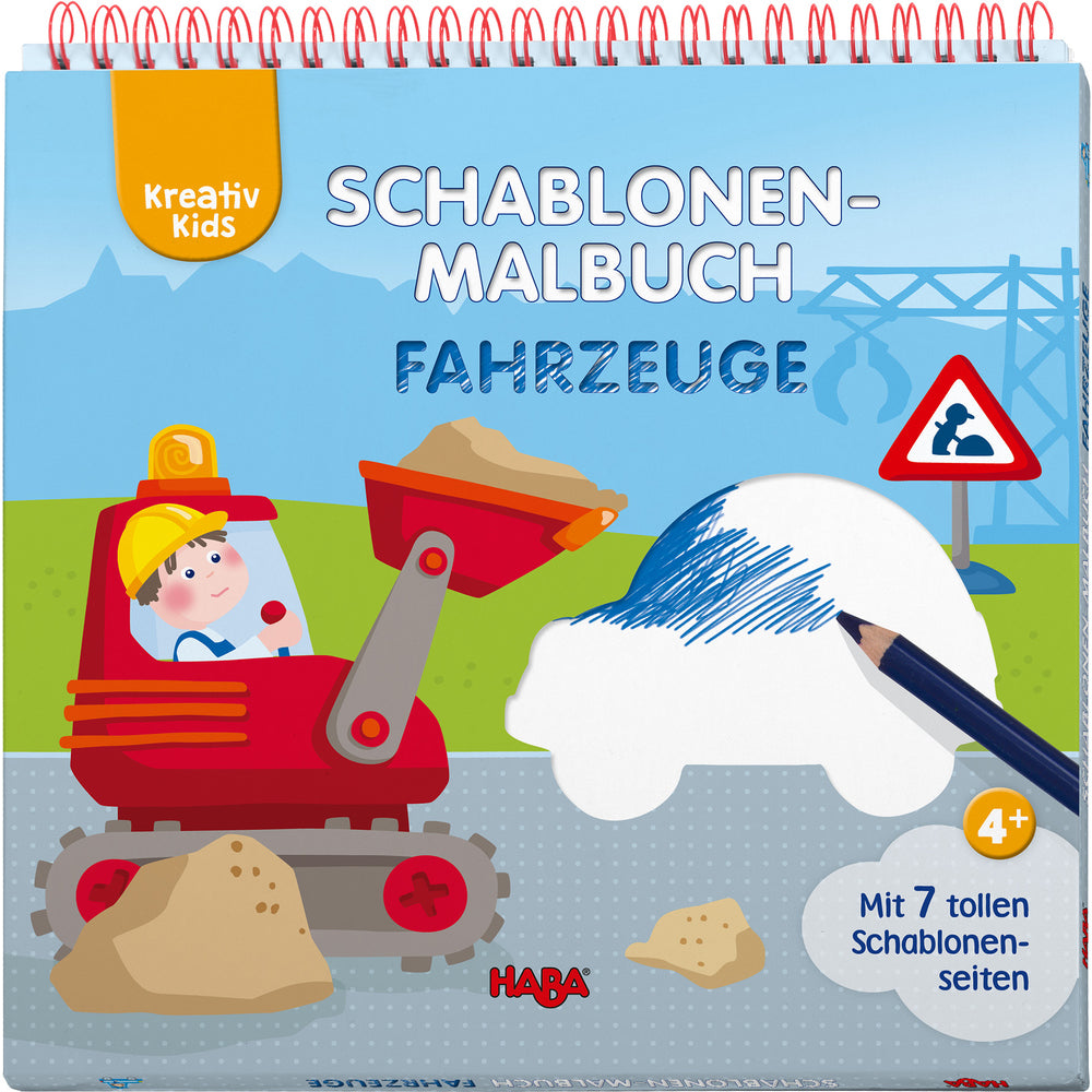 HABA Kreativ Kids – Schablonen-Malbuch Fahrzeuge