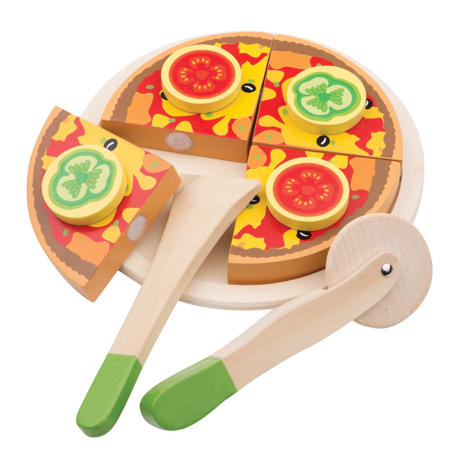 Holz Pizza Gemüse - zum Schneiden