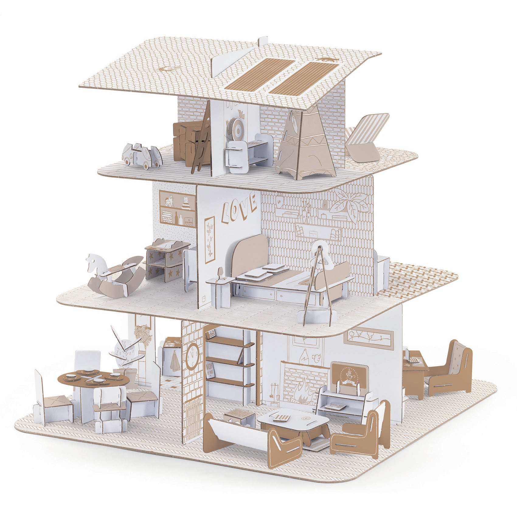 Puppenhaus - Anmalen, Zusammenstecken, Spielen