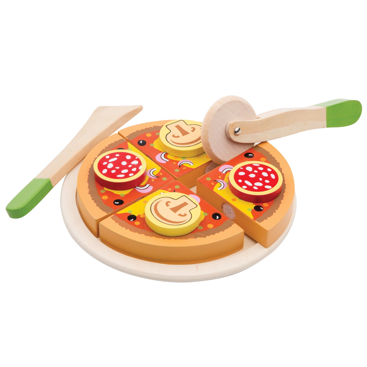 Holz Pizza Salami - zum Schneiden