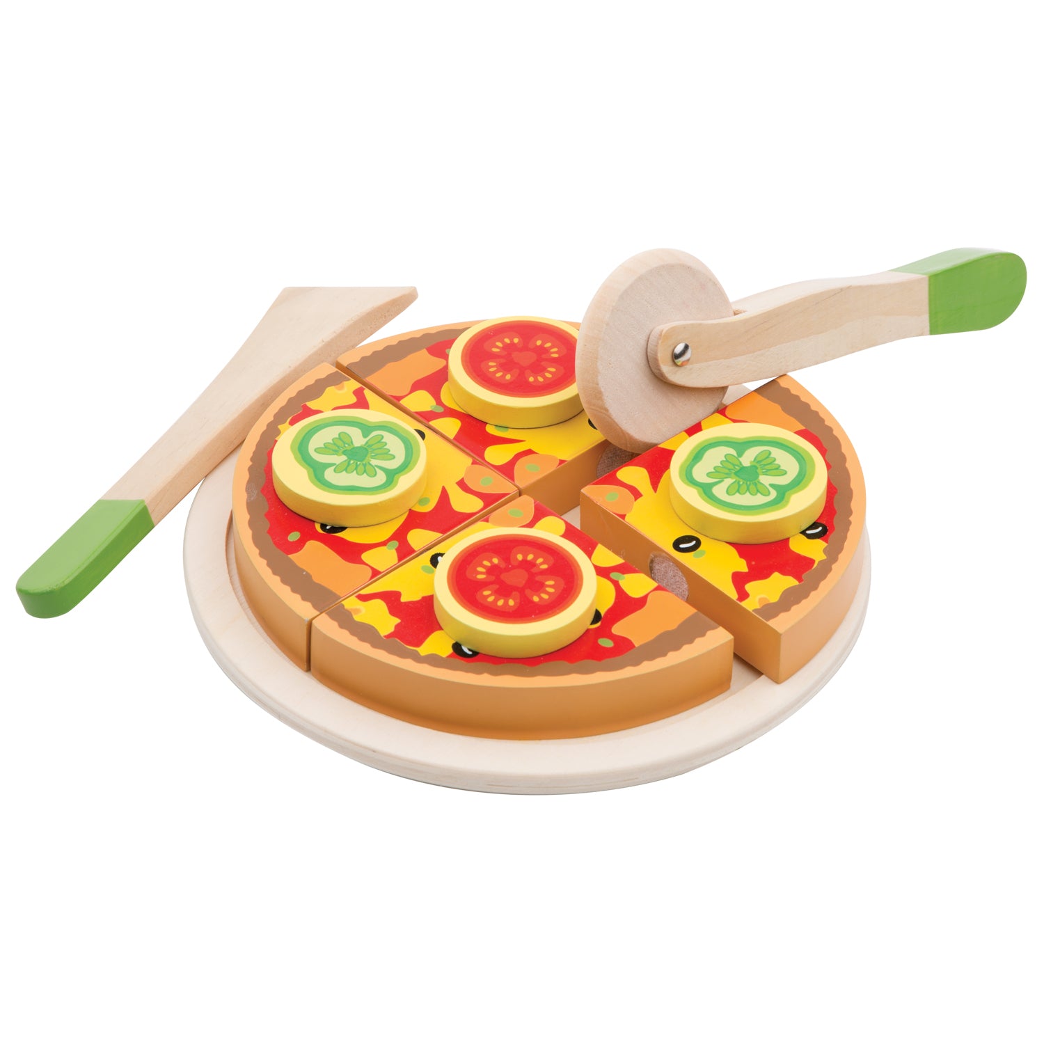 Holz Pizza Gemüse - zum Schneiden
