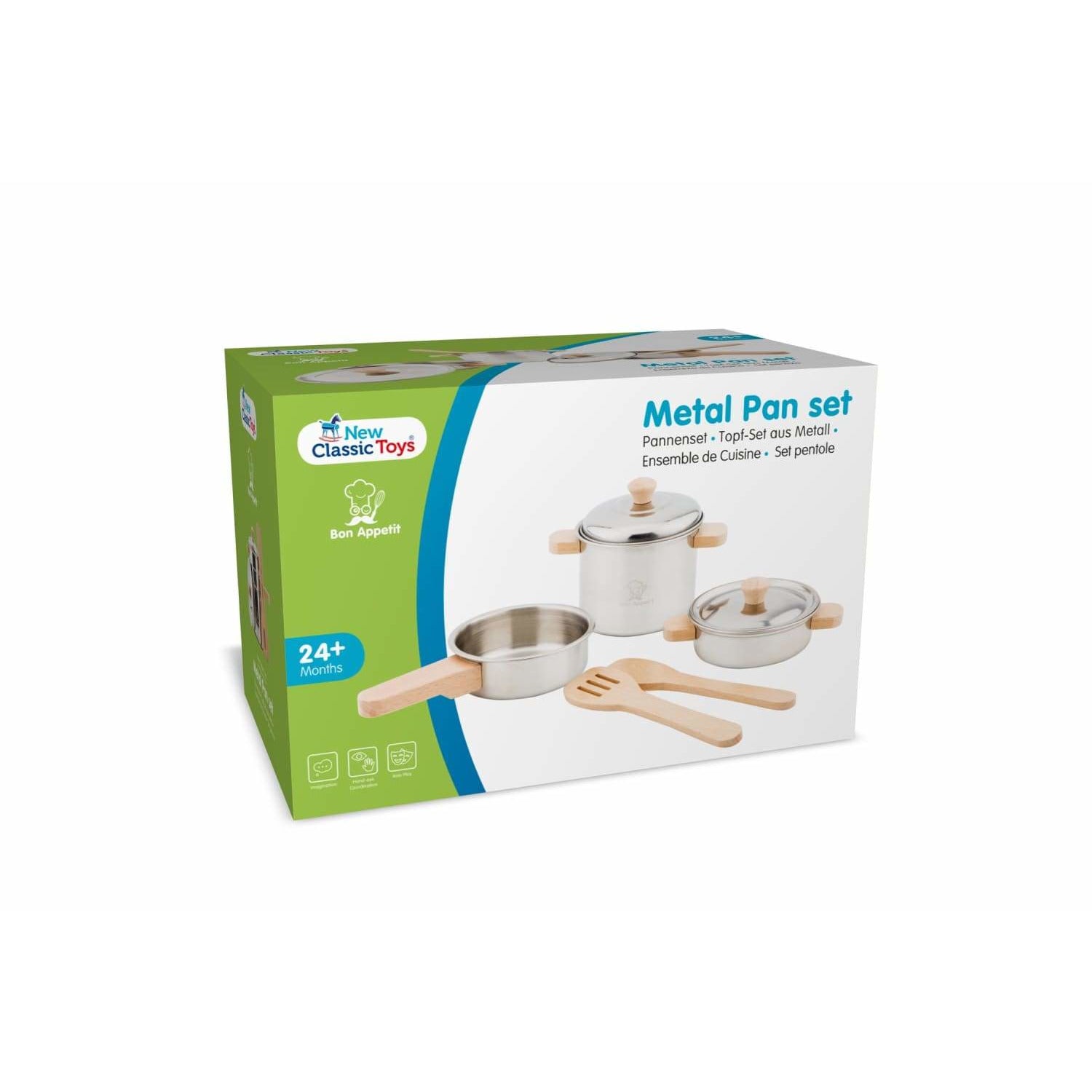 Holz und Metall Pfannen Set