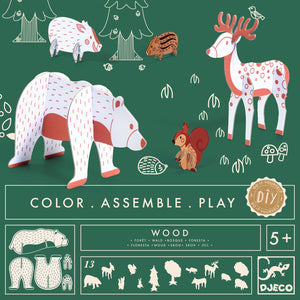 Im Wald - Anmalen, Zusammenstecken, Spielen