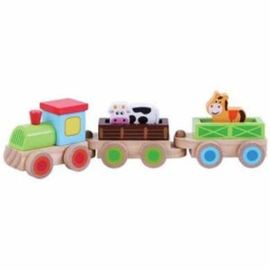 *NEU* Holz Zug mit 2 Waggons und Tieren