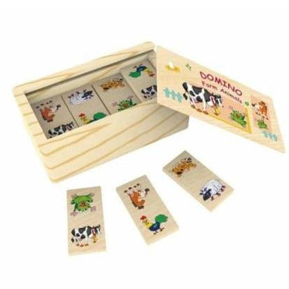 *NEU* Holz Dominospiel mit Bauernhoftieren