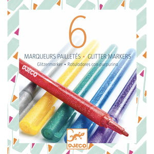 6 Glitzer Marker auswaschbar