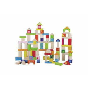 100 bunte Holz-Bausteine