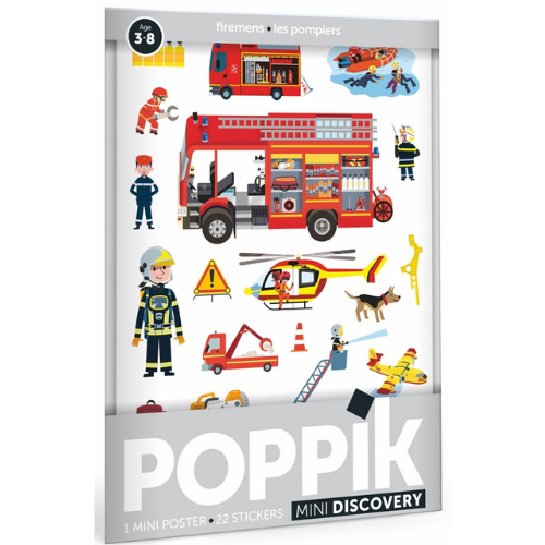 Poppik Stickerposter - Mini Discovery (1 Poster A4 + 22 Sticker) / Feuerwehrleute (3-8 J.)