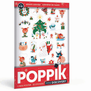 Poppik Stickerposter - Mini Discovery (1 Poster A4 + 30 Sticker) / Weihnachts-Adventskalender (3-8 Jahre)