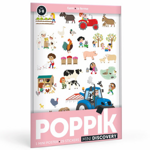 Poppik Stickerposter - Mini Discovery (1 Poster A4 + 27 Sticker) / Bauernhof (3-8 J.)
