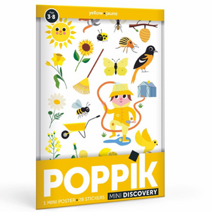 Poppik Stickerposter - Mini Discovery (1 Poster A4 + 24 Sticker) / Garten / Gelb (3-8 J.)