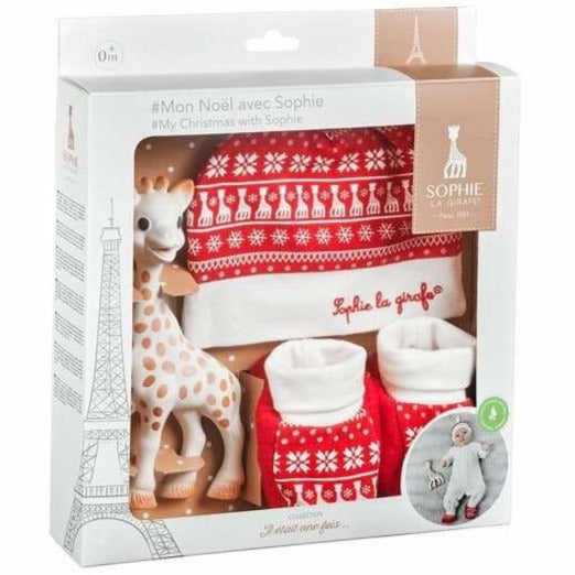 Geschenkset Mein Weihnachten mit Sophie la girafe® (1 Sophie la girafe® + 1 Mützchen + 1 Paar Söckchen)