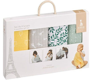 Sophie la girafe Bunte Wickeltücher 4er Set