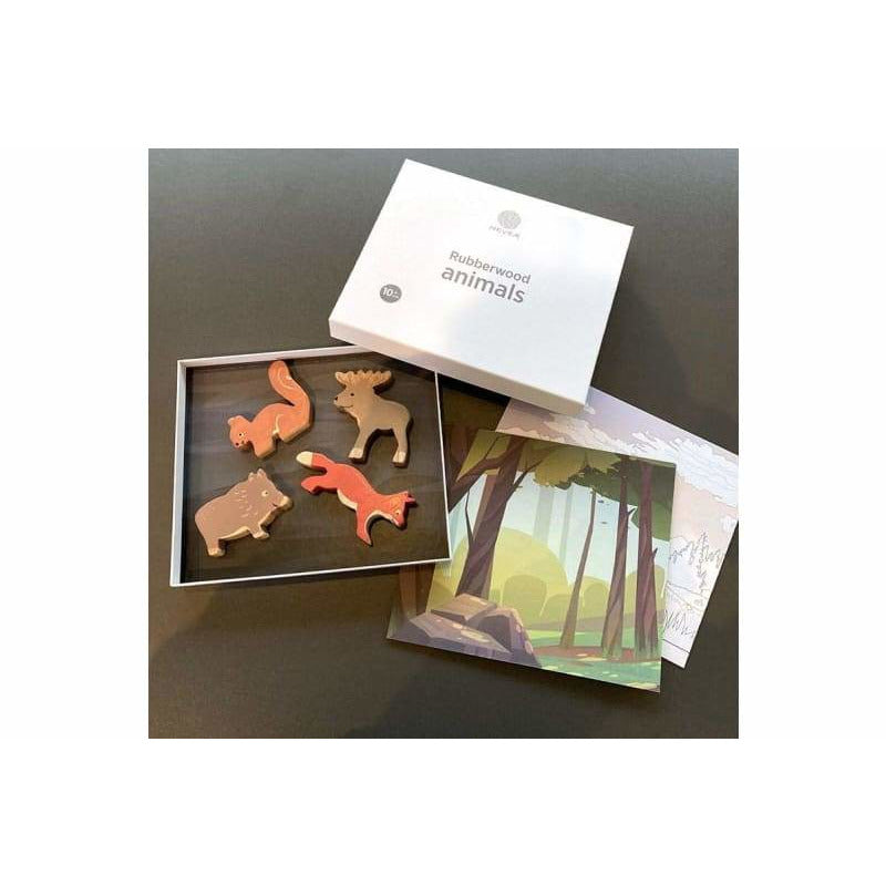 *NEU* HEVEA - Holztiere Wald Set 4 tlg. /Kautschukbaumholz (Fairtrade)