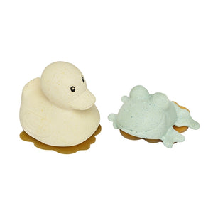 HEVEA - Badespielzeug Set Ente + Frosch - Naturkautschuk / upcycled / Sand + Sage