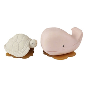 HEVEA - Badespielzeug Set Wal + Schildkröte - Naturkautschuk / upcycled /  Champagne Pink + Vanilla