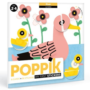 Poppik Stickerkarten - Meine ersten Sticker (6 Karten + 96 Sticker) / Flusstiere (2-4 J.)