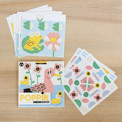 Poppik Stickerkarten - Meine ersten Sticker (6 Karten + 96 Sticker) / Flusstiere (2-4 J.)