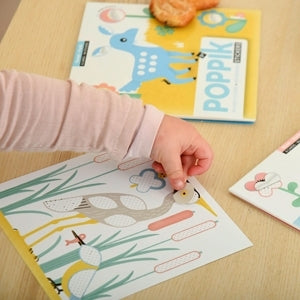Poppik Stickerkarten - Meine ersten Sticker (6 Karten + 96 Sticker) / Flusstiere (2-4 J.)