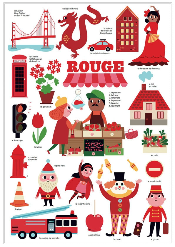 Poppik Stickerposter - Mini Discovery (1 Poster A4 + 21 Sticker) / Stadt / Rot (3-8 J.)