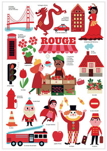 Poppik Stickerposter - Mini Discovery (1 Poster A4 + 21 Sticker) / Stadt / Rot (3-8 J.)