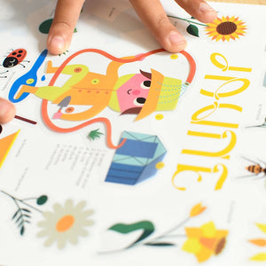 Poppik Stickerposter - Mini Discovery (1 Poster A4 + 24 Sticker) / Garten / Gelb (3-8 J.)