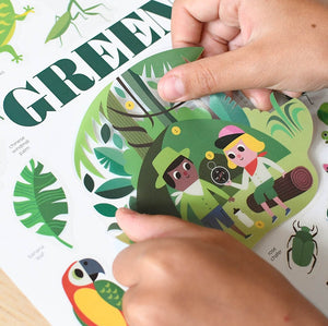 Poppik Stickerposter - Mini Discovery (1 Poster A4 + 24 Sticker) / Dschungel / Grün (3-8 J.)