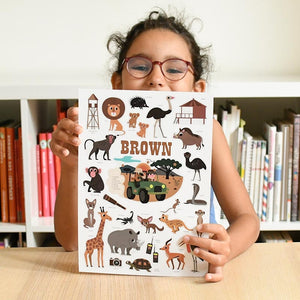 Poppik Stickerposter - Mini Discovery (1 Poster A4 + 27 Sticker) / Savanne / Braun (3-8 J.)