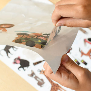 Poppik Stickerposter - Mini Discovery (1 Poster A4 + 27 Sticker) / Savanne / Braun (3-8 J.)