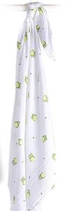 lulujo - Muslin Swaddle Mulltuch / 120 x 120 cm / Owl Always Love You - Green