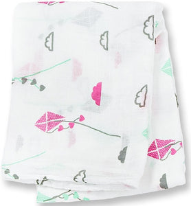 lulujo Bamboo Swaddle Mulltuch / 120 x 120 cm / Pink Kite