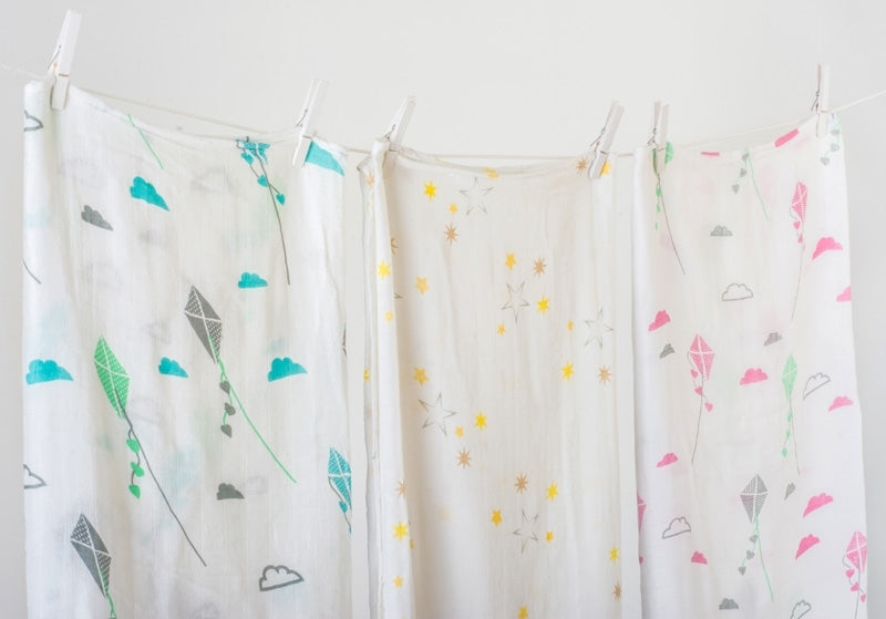 lulujo Bamboo Swaddle Mulltuch / 120 x 120 cm / Pink Kite