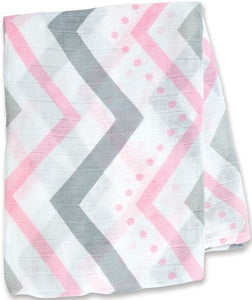 lulujo Bamboo Swaddle Mulltuch / 120 x 120 cm / Pink Chevron