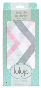 lulujo Bamboo Swaddle Mulltuch / 120 x 120 cm / Pink Chevron