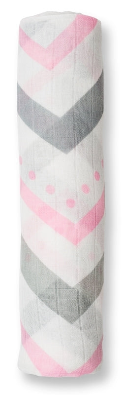 lulujo Bamboo Swaddle Mulltuch / 120 x 120 cm / Pink Chevron