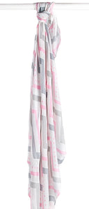 lulujo Bamboo Swaddle Mulltuch / 120 x 120 cm / Pink Chevron