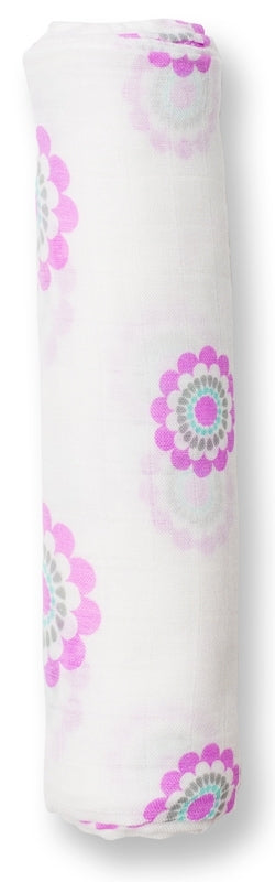 lulujo Bamboo Swaddle Mulltuch / 120 x 120 cm / Lavender Medallion
