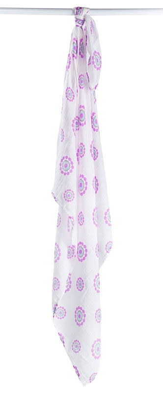 lulujo Bamboo Swaddle Mulltuch / 120 x 120 cm / Lavender Medallion