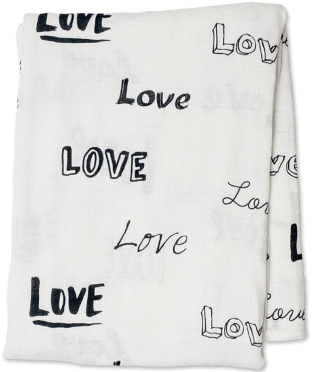 lulujo Bamboo Swaddle Mulltuch / 120 x 120 cm / Love