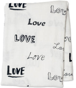 lulujo Bamboo Swaddle Mulltuch / 120 x 120 cm / Love
