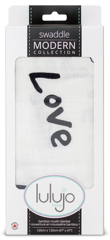 lulujo Bamboo Swaddle Mulltuch / 120 x 120 cm / Love