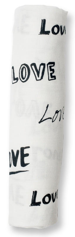lulujo Bamboo Swaddle Mulltuch / 120 x 120 cm / Love