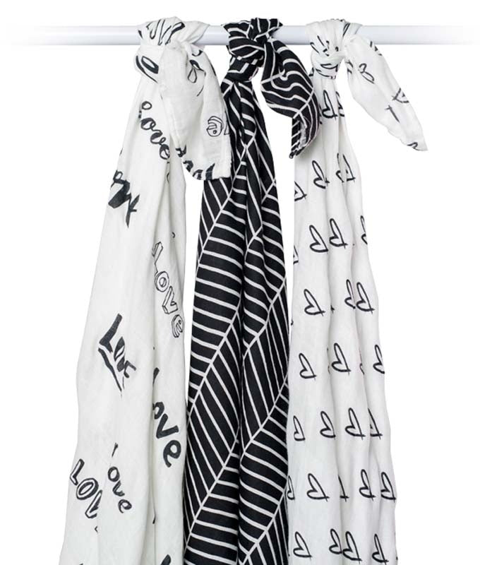 lulujo Bamboo Swaddle Mulltuch / 120 x 120 cm / Love