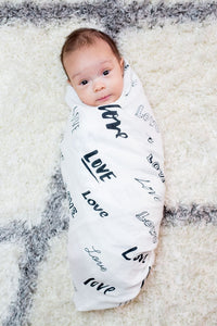 lulujo Bamboo Swaddle Mulltuch / 120 x 120 cm / Love
