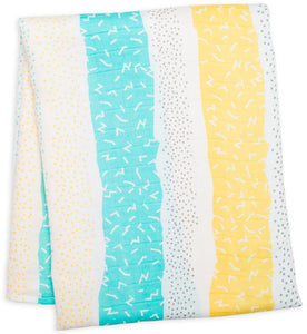 lulujo Bamboo Swaddle Mulltuch / 120 x 120 cm / Aqua Spotted Lines