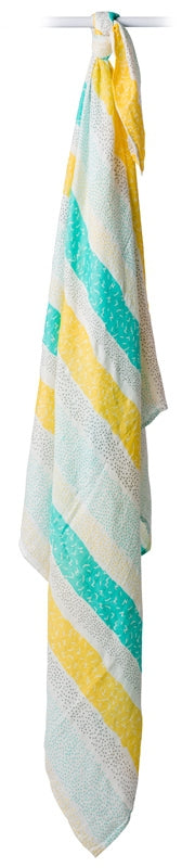 lulujo Bamboo Swaddle Mulltuch / 120 x 120 cm / Aqua Spotted Lines