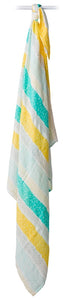 lulujo Bamboo Swaddle Mulltuch / 120 x 120 cm / Aqua Spotted Lines