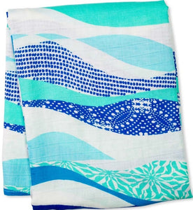 lulujo Bamboo Swaddle Mulltuch / 120 x 120 cm / Waves