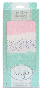 lulujo Bamboo Swaddle Mulltuch / 120 x 120 cm / Pink Spotted Stripe