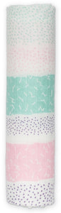lulujo Bamboo Swaddle Mulltuch / 120 x 120 cm / Pink Spotted Stripe